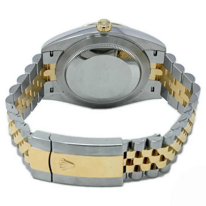 Happy Jewelers Rings Rolex Datejust 41mm Two Tone Yellow Gold and Stainless Steel Black Stick Dial Watch