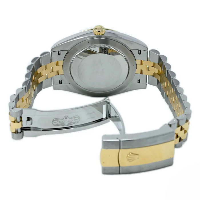 Happy Jewelers Rings Rolex Datejust 41mm Two Tone Yellow Gold and Stainless Steel Black Stick Dial Watch