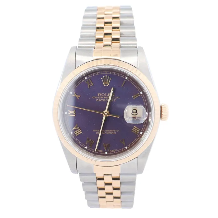 Happy Jewelers Rolex Datejust 36mm Blue Dial Watch Ref 16233 Watches