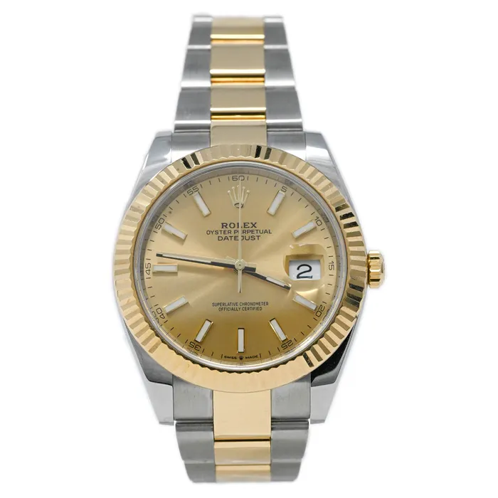 Happy Jewelers Rolex Mens Datejust 41 18K Yellow Gold Steel 41mm Champagne Stick Dial Watch Reference 126333 Earrings Happy Jewelers Rolex Mens Datejust 41 18K Yellow Gold Steel 41mm Champagne Stick Dial Watch Reference 126333 Earrings