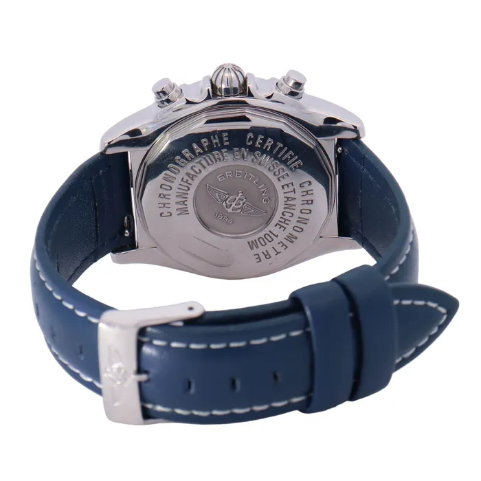 Happy Jewelers Watches Breitling Chrono Cockpit Stainless Steel 395mm Blue Chronograph Dial Watch Reference A13358