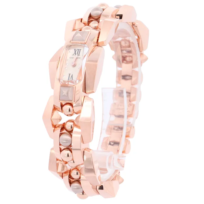 Happy Jewelers Watches Cartier Clash Unlimited Rose Purple Gold 184 mm x 328 mm White Roman Dial Watch Reference WGMB0003