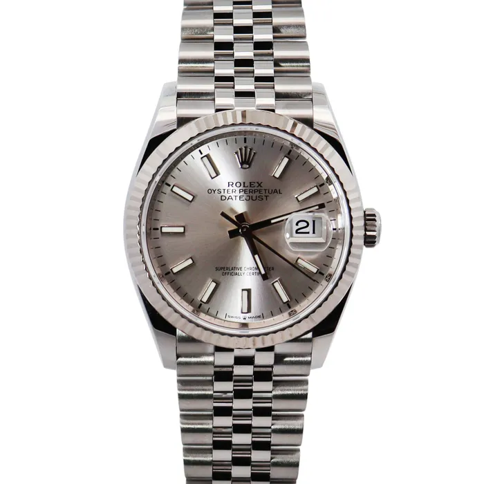 Happy Jewelers Watches Rolex Datejust 36mm Silver Dial Watch Ref 126234