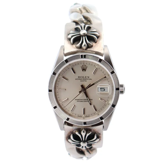 Happy Jewelers Watches Rolex Oyster Perpetual 34mm Silver Dial Watch Ref 15210