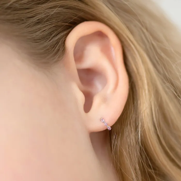 Kids Screw Back Earrings Earrings Tiny CZ Hugger Baby Toddler Kids Earrings Screw Back Sterling Silver