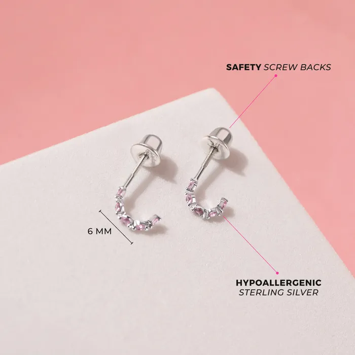 Kids Screw Back Earrings Earrings Tiny CZ Hugger Baby Toddler Kids Earrings Screw Back Sterling Silver
