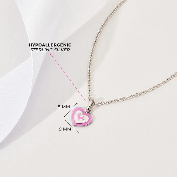 Necklaces Kids Necklaces Pendants Lovestruck Heart Kids Childrens Girls PendantNecklace Enamel Sterling Silver