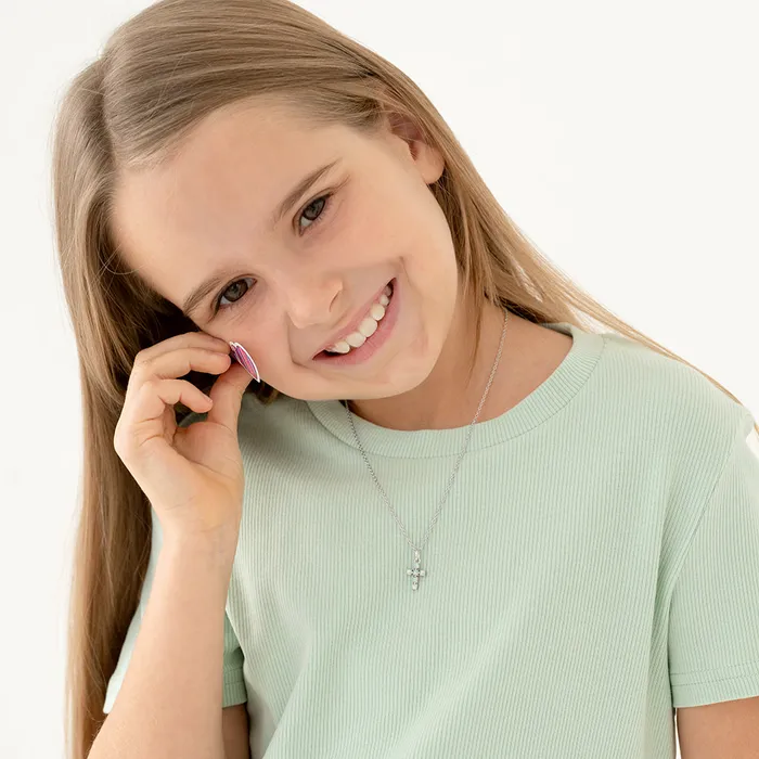 Necklaces Kids Necklaces Pendants Opal Cross Kids Childrens Girls PendantNecklace Sterling Silver