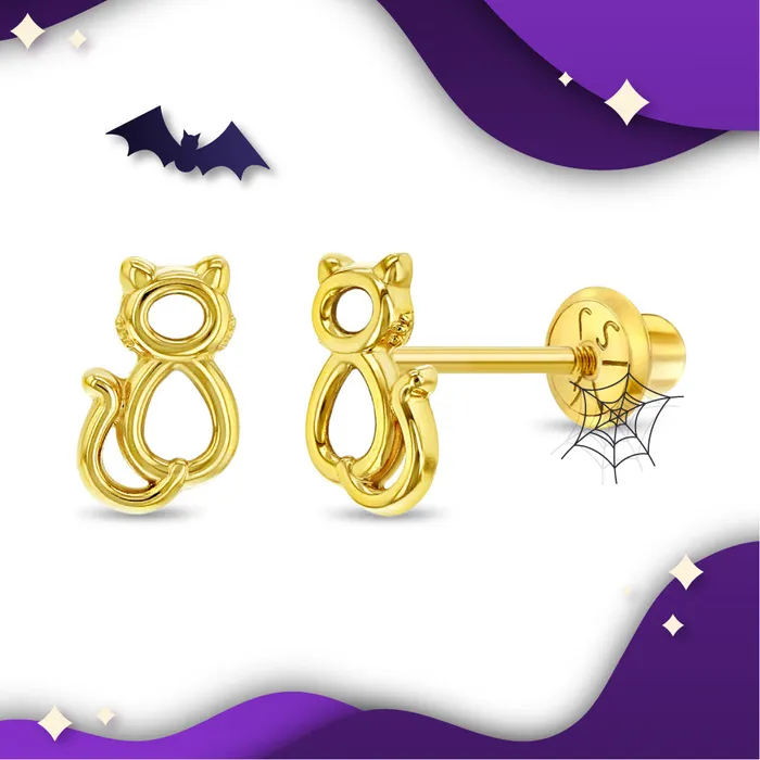 PPLRHIDDENPRODUCT Earrings 14k Yellow Gold Ghastly Kitten Earrings