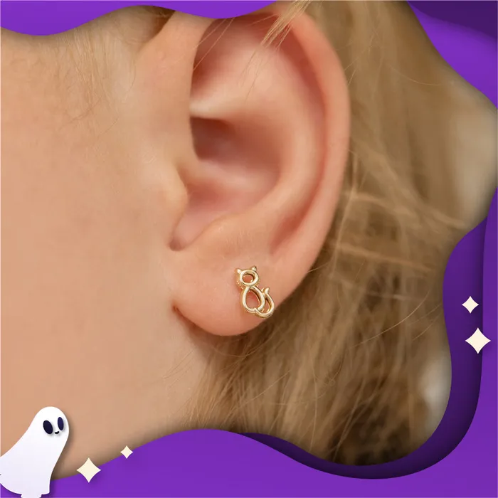 PPLRHIDDENPRODUCT Earrings 14k Yellow Gold Ghastly Kitten Earrings