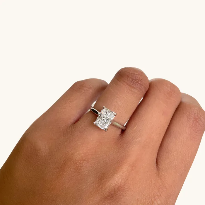 Rings 172 Radiant Lab Diamond Engagement Ring with Hidden Halo Happy Jewelers