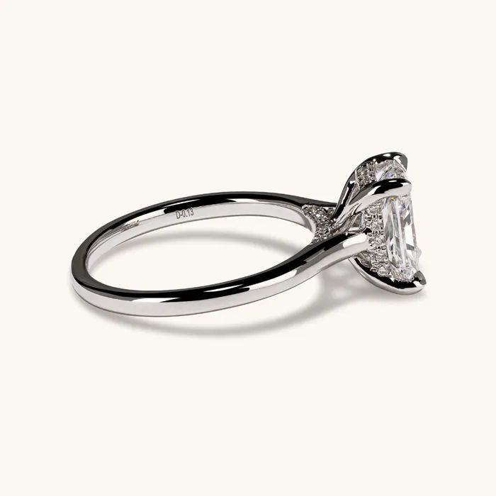 Rings 172 Radiant Lab Diamond Engagement Ring with Hidden Halo Happy Jewelers