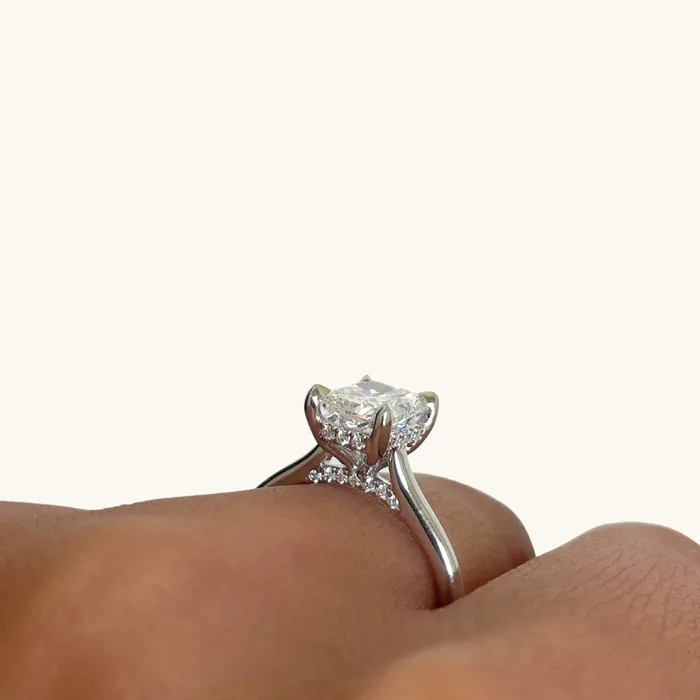 Rings 172 Radiant Lab Diamond Engagement Ring with Hidden Halo Happy Jewelers