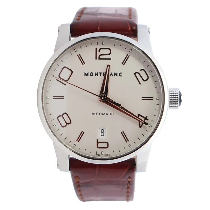 Watches Happy Jewelers Montblanc Time Walker 39mm White Dial Watch Ref 7210