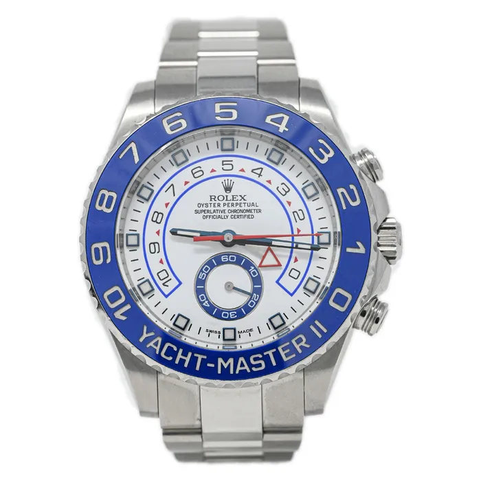 Watches Happy Jewelers Rolex YachtMaster II 44mm White Dial Watch Ref 116680