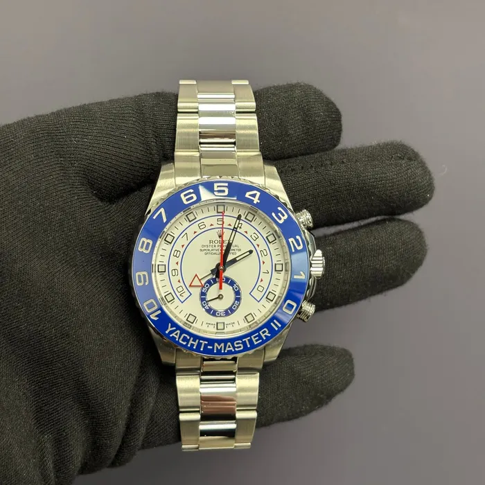 Watches Happy Jewelers Rolex YachtMaster II 44mm White Dial Watch Ref 116680 Watches Happy Jewelers Rolex YachtMaster II 44mm White Dial Watch Ref 116680