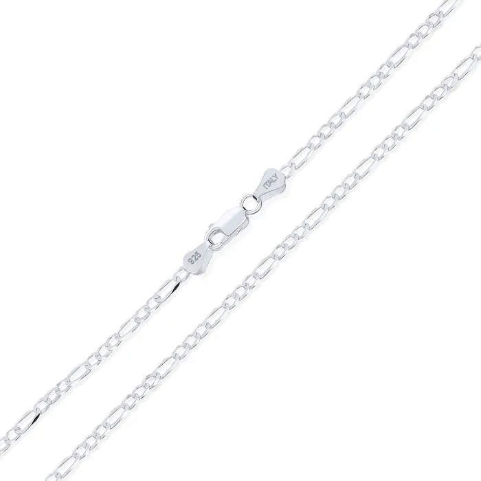 060 Gauge Sterling Silver Figaro Chain Necklace for Men NickelFree Made in Italy BlingJewelry Wholesale Necklaces