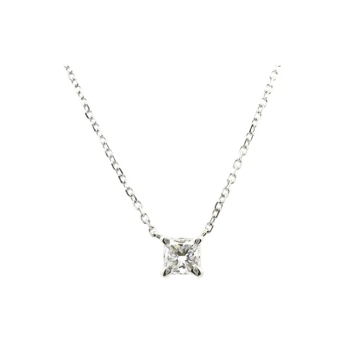 14kt White Gold 17 Princess Cut Solitaire Necklace Classic Creations Necklaces 14kt White Gold 17 Princess Cut Solitaire Necklace Classic Creations Necklaces