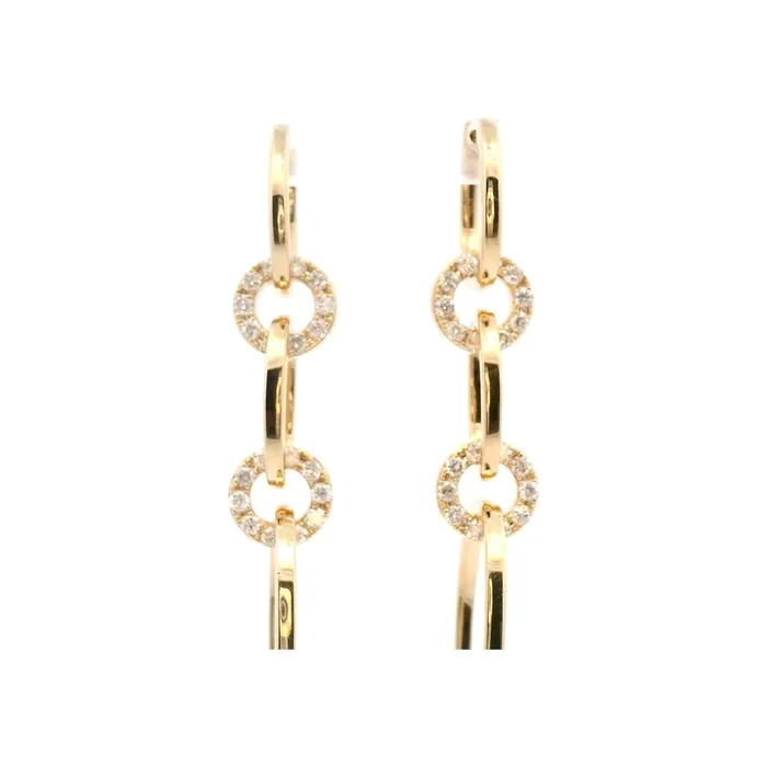 14kt Yellow Gold Multi Drop Diamond Hoop Earrings Classic Creations Earrings