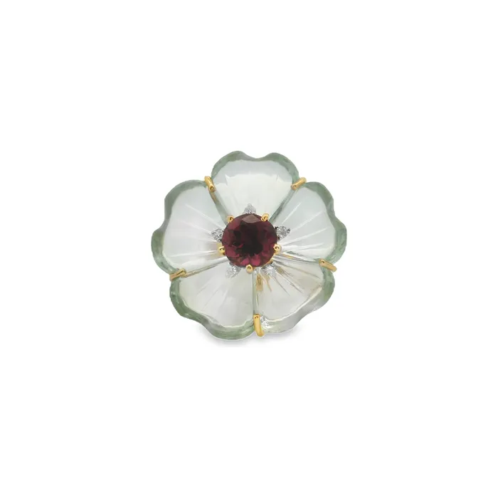 14kt Yellow Gold Tourmaline Carved Green Amethyst Diamond Ring Classic Creations Rings 14kt Yellow Gold Tourmaline Carved Green Amethyst Diamond Ring Classic Creations Rings