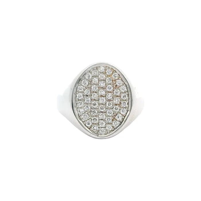 18kt White and Yellow Gold Oval Signet Ring Classic Creations Rings