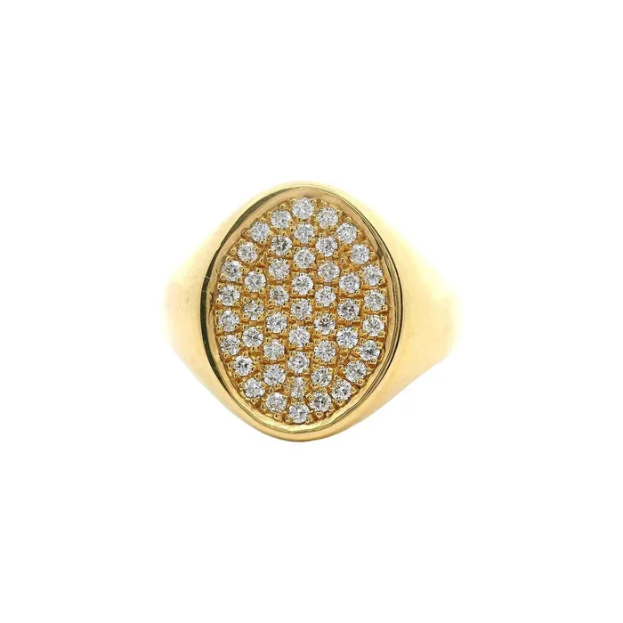 18kt White and Yellow Gold Oval Signet Ring Classic Creations Rings