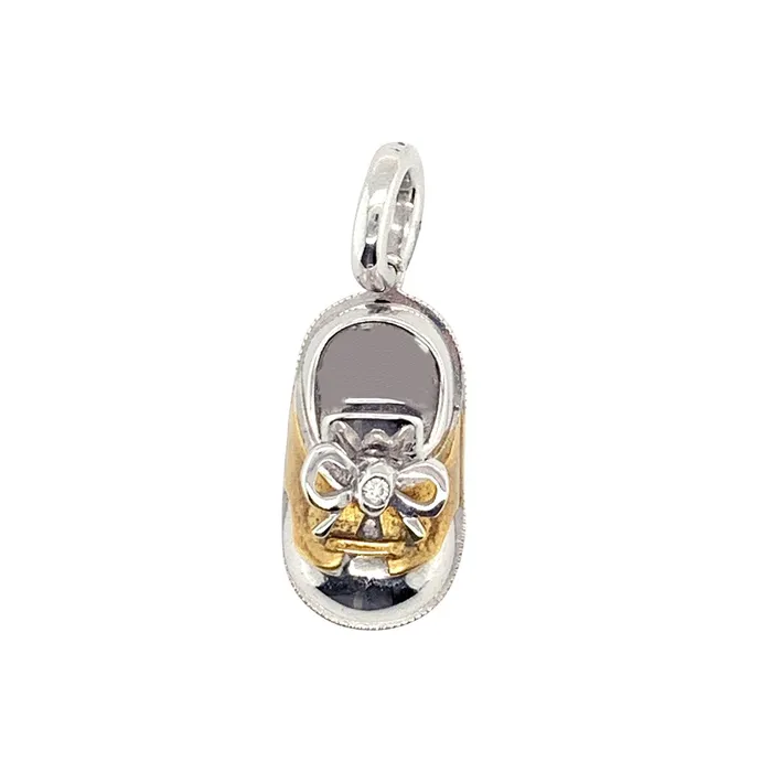 Aaron Basha PreStyled Sets Aaron Basha 18K White Gold Diamond Baby Shoe Pendant Aaron Basha PreStyled Sets Aaron Basha 18K White Gold Diamond Baby Shoe Pendant