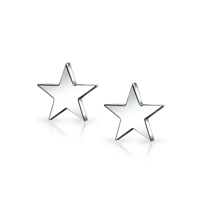 Alphabet AZ Initial Monogram Patriotic Celestial Rock Star Stud Earrings 10MM BlingJewelry Wholesale Earrings