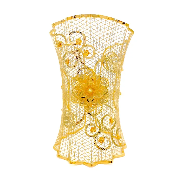 Andaaz Jewelers Bracelets Decadent Netted Floral Vine 21K Gold Bangle Bracelet