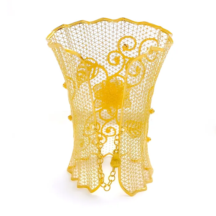 Andaaz Jewelers Bracelets Decadent Netted Floral Vine 21K Gold Bangle Bracelet