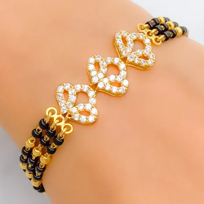Andaaz Jewelers Bracelets Sparkling Upscale 22k Gold Black Bead Bracelet
