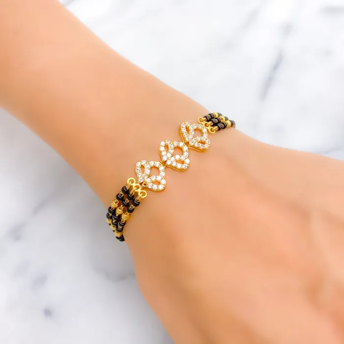 Andaaz Jewelers Bracelets Sparkling Upscale 22k Gold Black Bead Bracelet