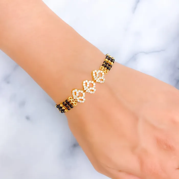 Andaaz Jewelers Bracelets Sparkling Upscale 22k Gold Black Bead Bracelet