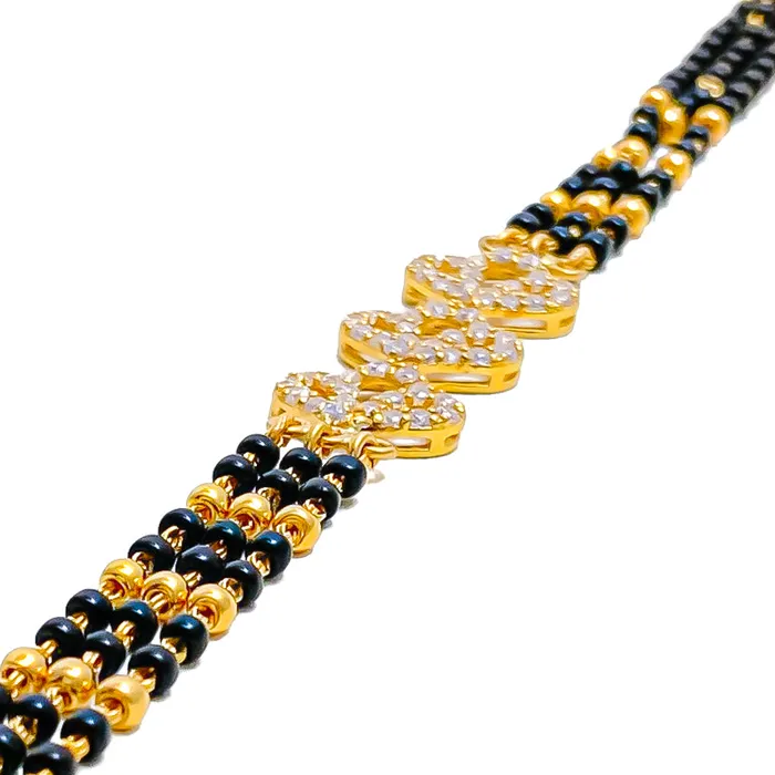 Andaaz Jewelers Bracelets Sparkling Upscale 22k Gold Black Bead Bracelet