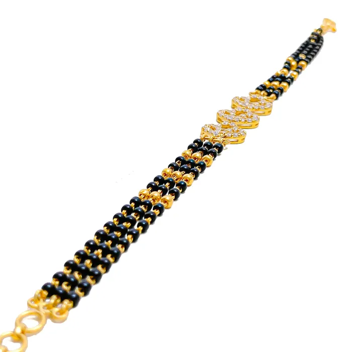 Andaaz Jewelers Bracelets Sparkling Upscale 22k Gold Black Bead Bracelet