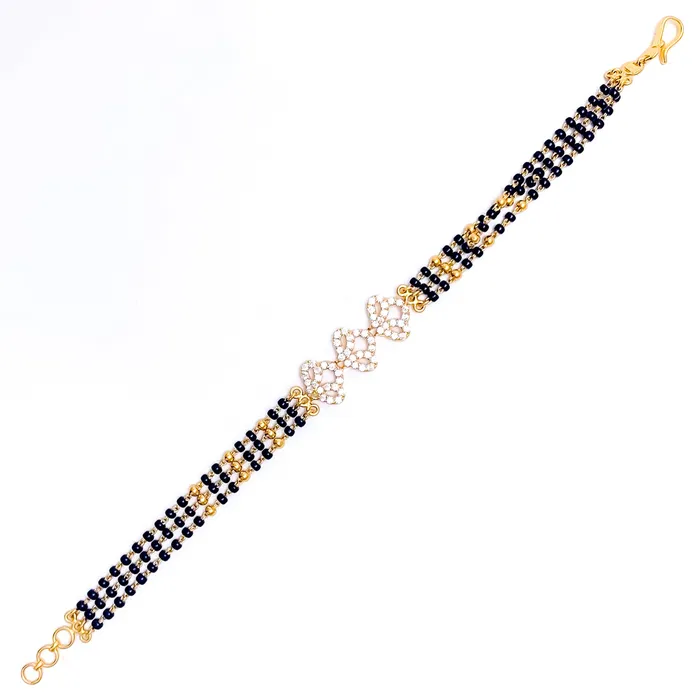Andaaz Jewelers Bracelets Sparkling Upscale 22k Gold Black Bead Bracelet