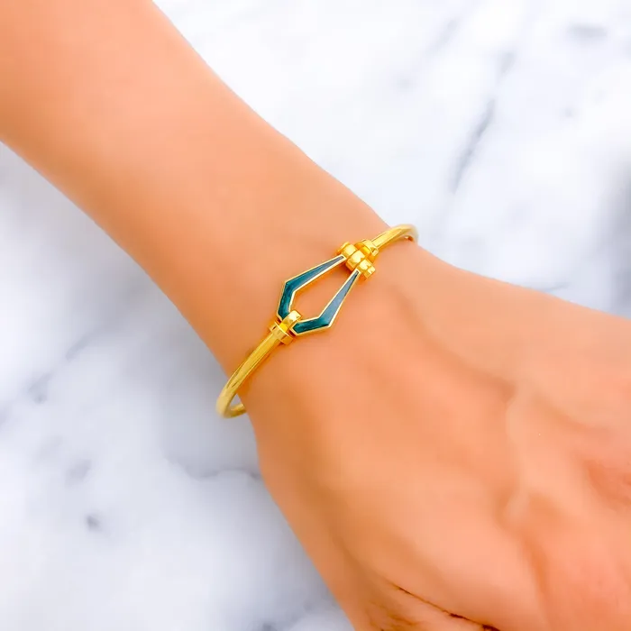 Andaaz Jewelers Bracelets Subtle Elegant 21k Gold Enameled Bangle Bracelet
