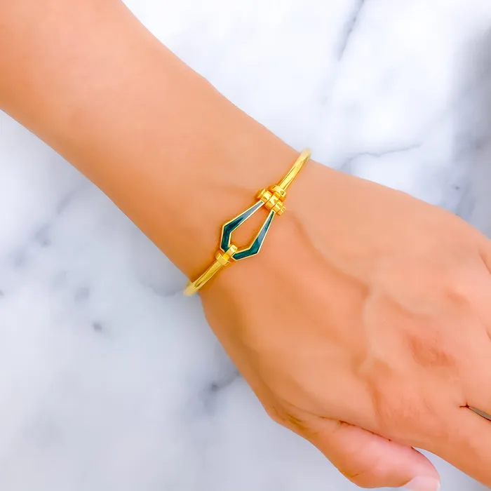 Andaaz Jewelers Bracelets Subtle Elegant 21k Gold Enameled Bangle Bracelet