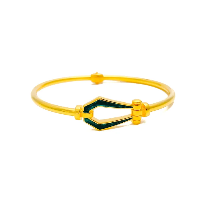 Andaaz Jewelers Bracelets Subtle Elegant 21k Gold Enameled Bangle Bracelet