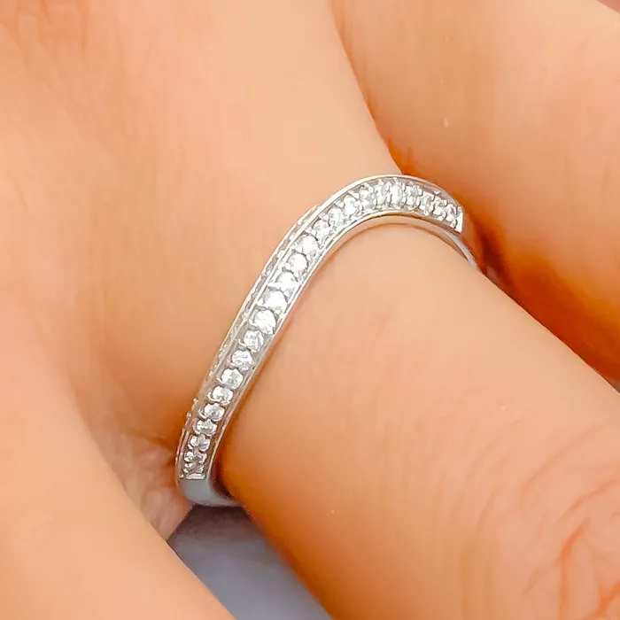 Andaaz Jewelers Chic Wavy Diamond 18k Gold Ring Rings