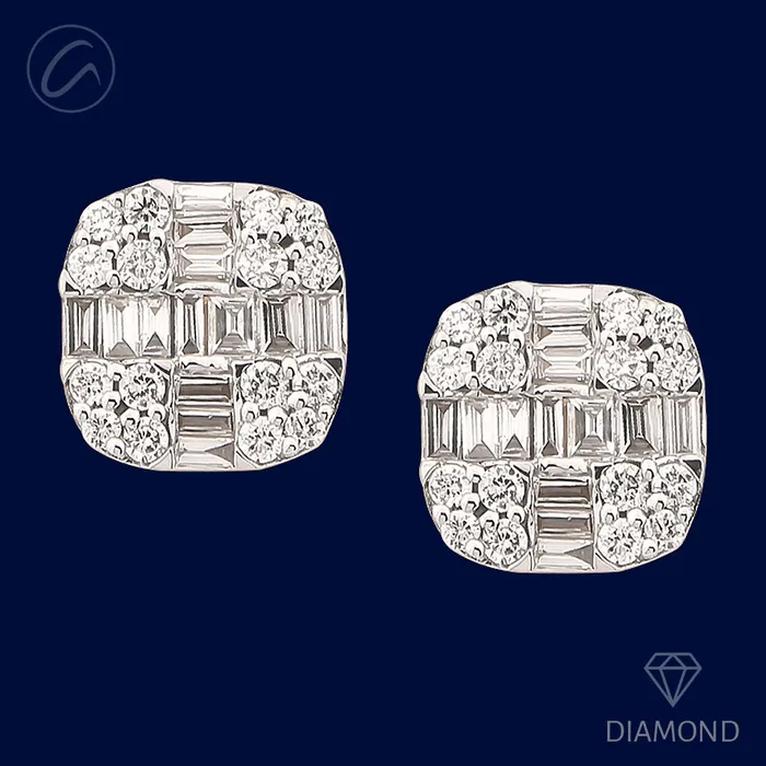 Andaaz Jewelers Earrings Elegant Cushioned 18K Gold Diamond Earrings