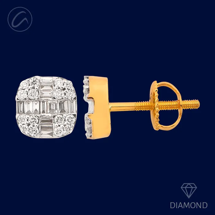 Andaaz Jewelers Earrings Elegant Cushioned 18K Gold Diamond Earrings
