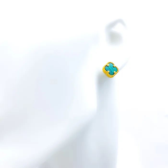 Andaaz Jewelers Earrings Graceful Dainty 21k Gold Clover Earrings