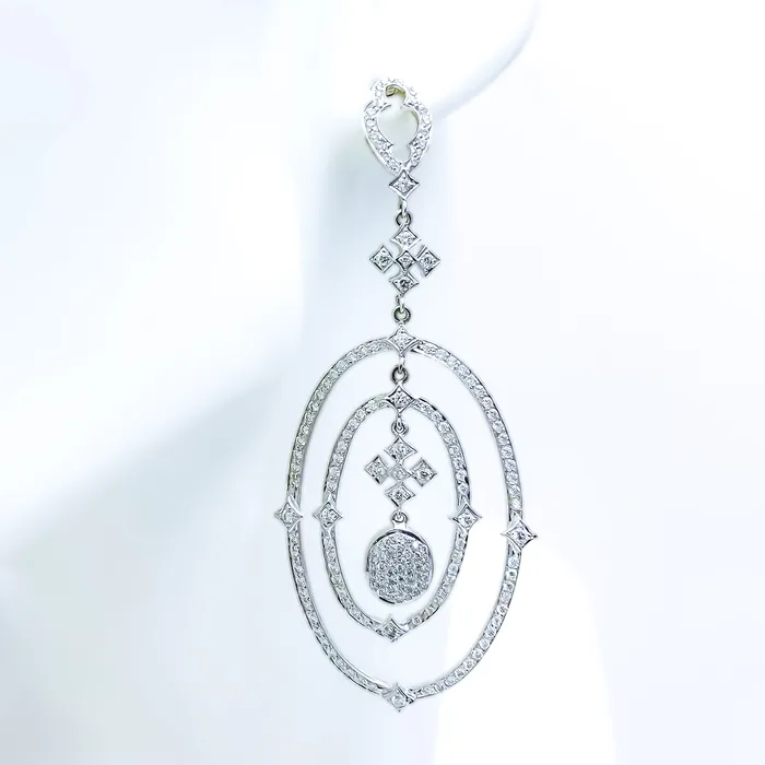 Andaaz Jewelers Earrings Radiant Open Oval Long Diamond 18k Gold Earrings Andaaz Jewelers Earrings Radiant Open Oval Long Diamond 18k Gold Earrings