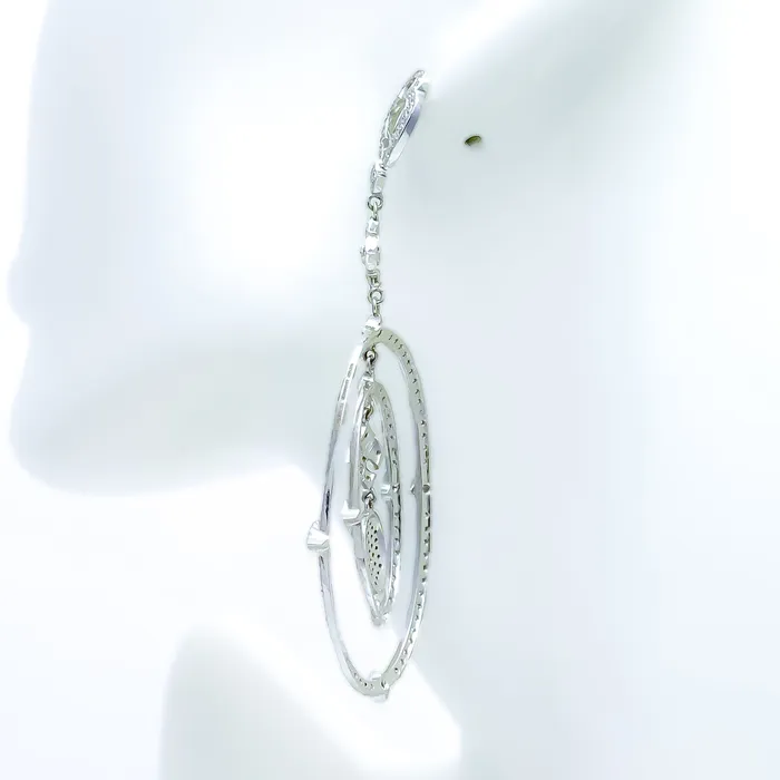 Andaaz Jewelers Earrings Radiant Open Oval Long Diamond 18k Gold Earrings