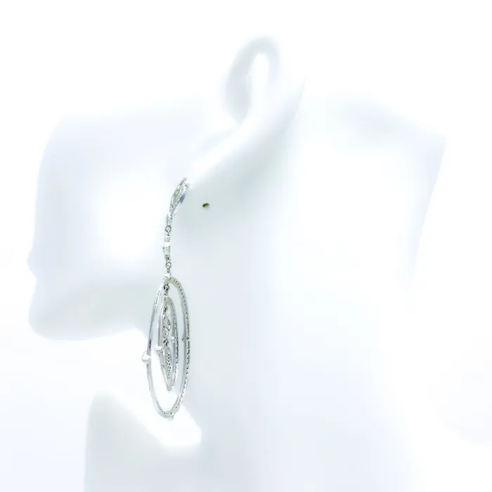 Andaaz Jewelers Earrings Radiant Open Oval Long Diamond 18k Gold Earrings