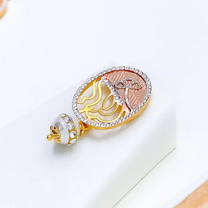 Andaaz Jewelers Earrings Rose 22k Gold Pendant Set with Pearl Drop