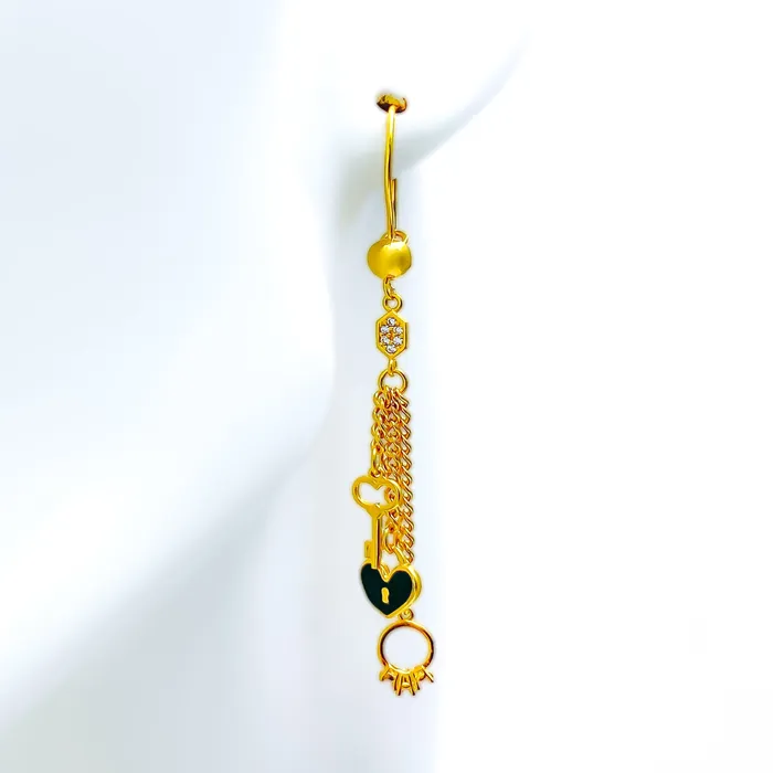 Andaaz Jewelers Earrings Trendy Chic 21k Gold CZ Hanging Earrings