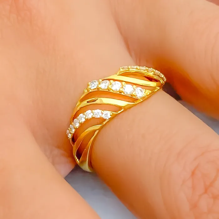 Andaaz Jewelers Fancy Magnificent Wavy 18K Gold Diamond Ring Rings