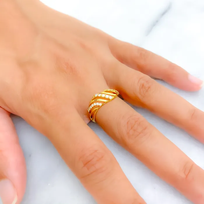 Andaaz Jewelers Fancy Magnificent Wavy 18K Gold Diamond Ring Rings